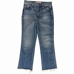 AMO High Rise Kick Crop Jeans Womens 29 Blue Raw Hem 27 Inseam